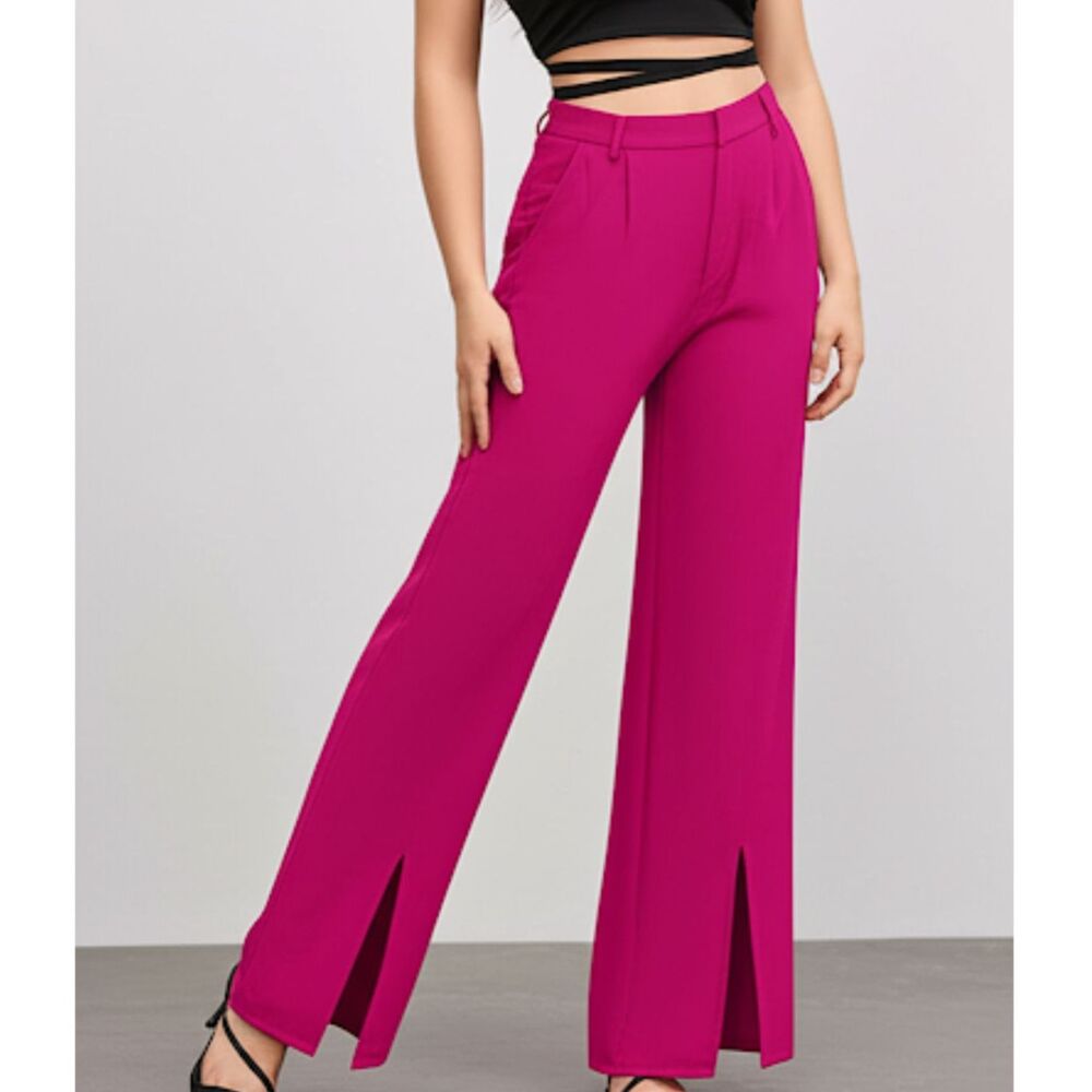 NEW Happily Grey Magenta Pink Wide Leg Trousers Size 1